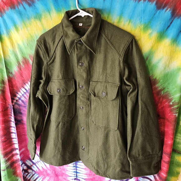 Men's 50's Vintage Olive Green Wool Field Jacket Size M - Picture 2 of 8